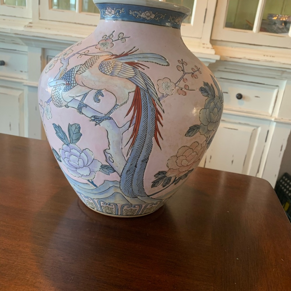 Elegant Pink and Blue Ceramic Vase
